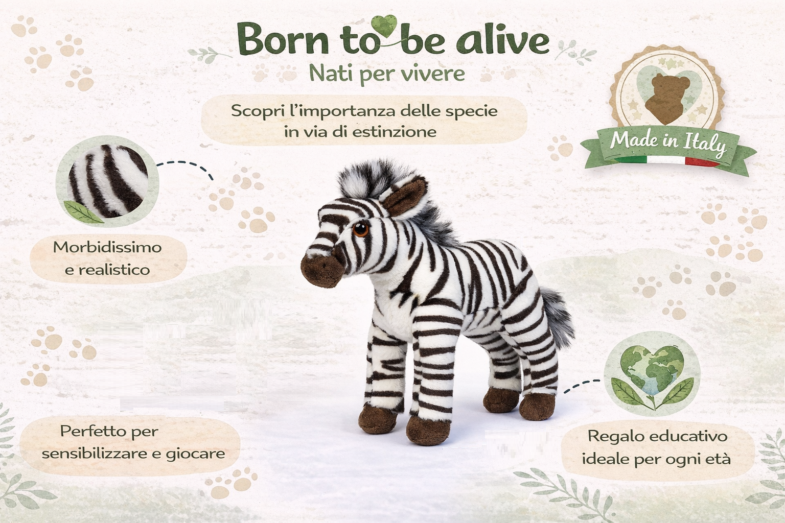 Peluche Zebra CM 25 Pupazzo per Bambini Lelly - 650010