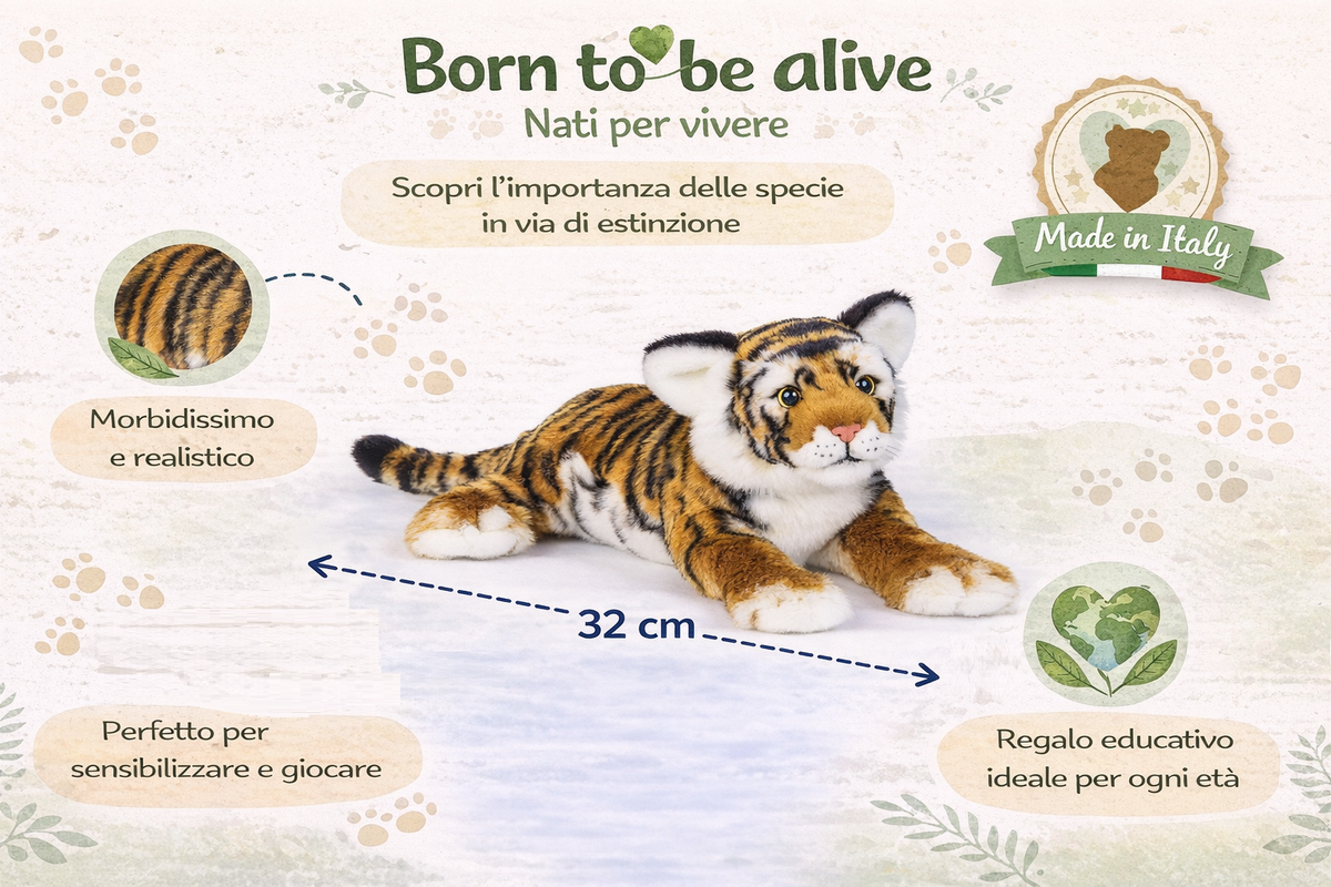 Peluche Tigre CM 32 Pupazzo per Bambini Lelly - 650011