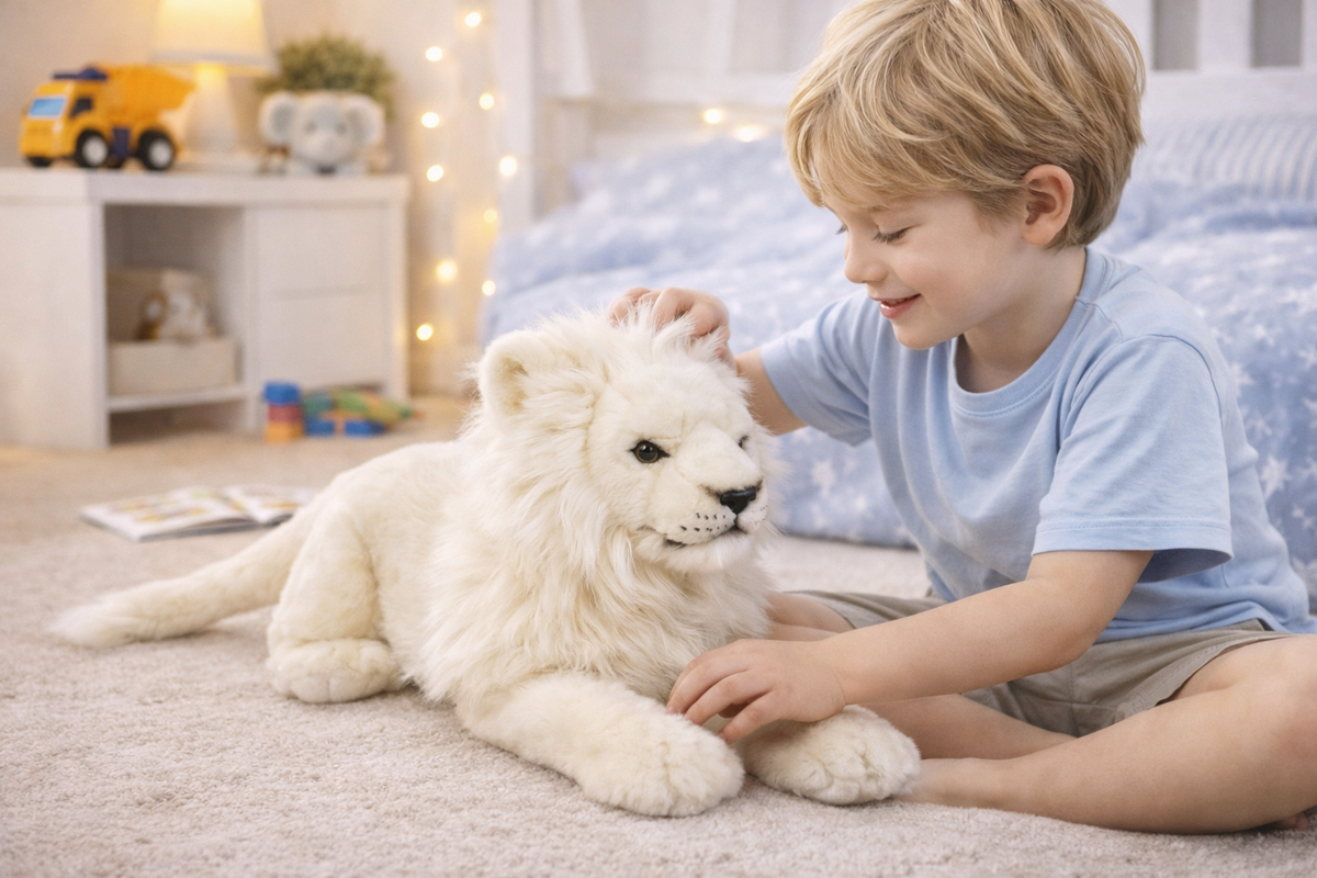 Peluche Leone Bianco CM 53 Pupazzo per Bambini Lelly - 650014