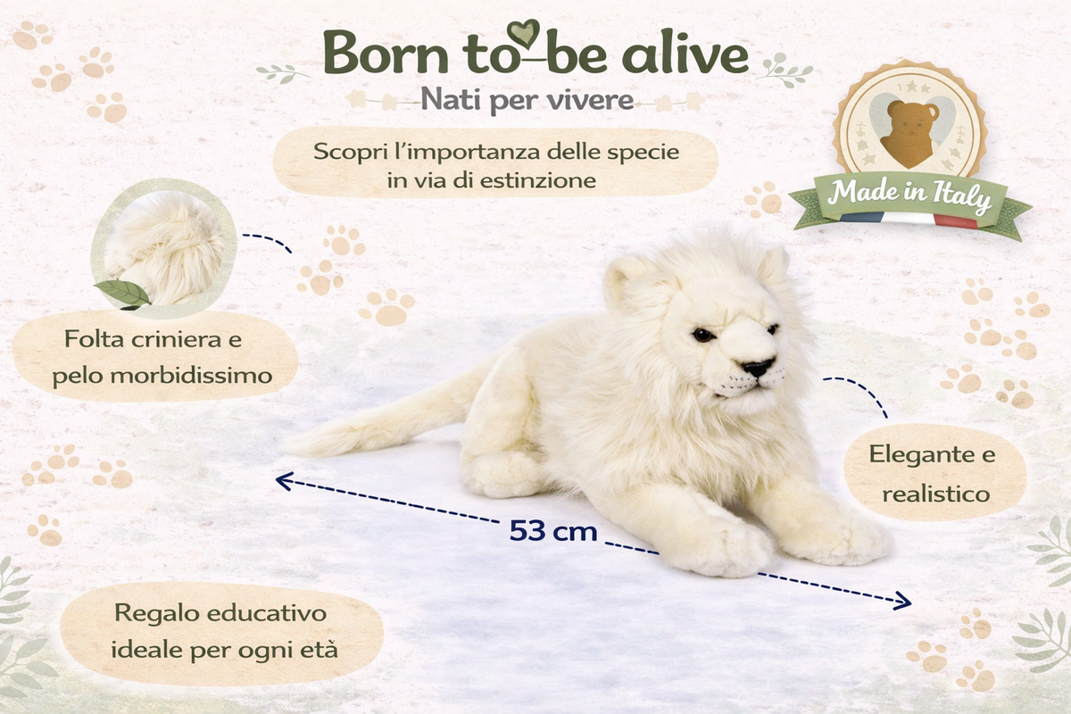 Peluche Leone Bianco CM 53 Pupazzo per Bambini Lelly - 650014