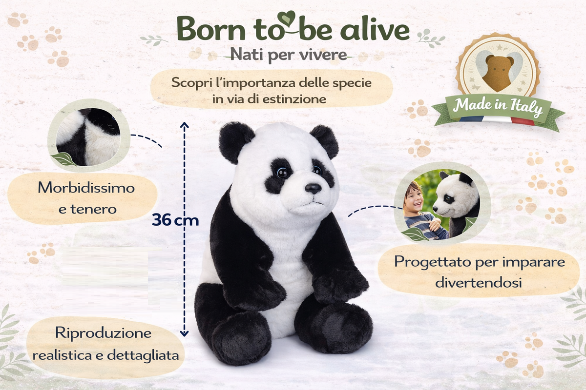 Peluche Panda CM 36 Pupazzo per Bambini Lelly - 650033