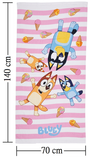 Telo Mare Bluey Asciugamano da Spiaggia per Bambini in Microfibra di Poliestere CM 140x70 - Blu36-5203