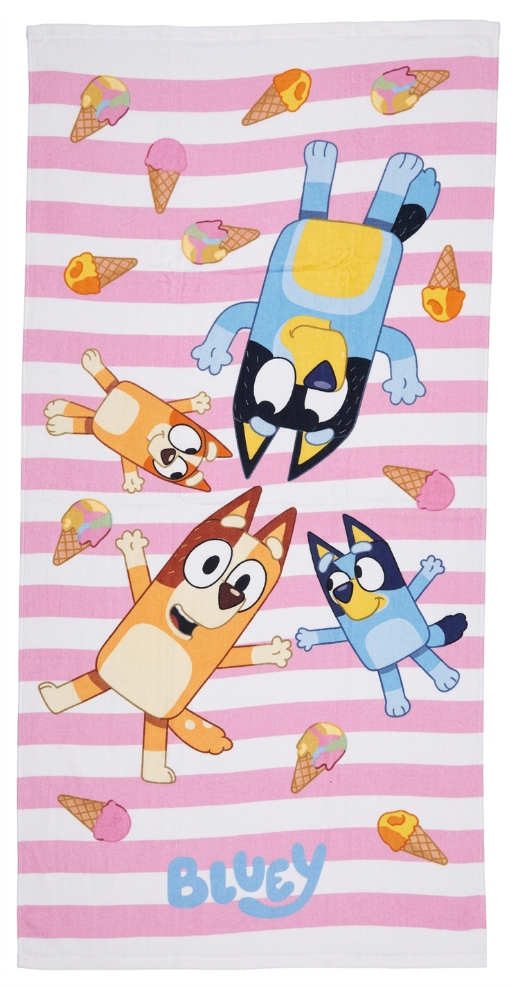 Telo Mare Bluey Asciugamano da Spiaggia per Bambini in Microfibra di Poliestere CM 140x70 - Blu36-5203