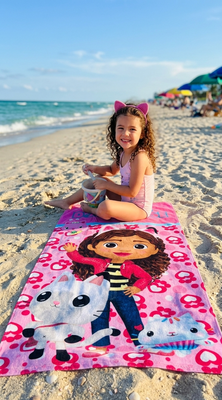 Telo Mare Gabby's Dollhouse Asciugamano per Bambini in Microfibra CM 140x70 - Gab37-6113