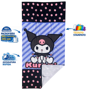 Telo Mare Kuromi Sanrio Asciugamano per Bambini in Microfibra CM 140x70 - Hk36-1825