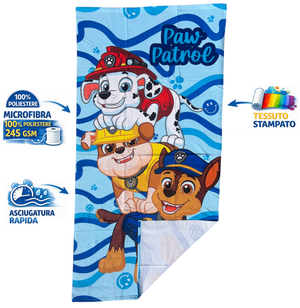 Telo Mare Paw Patrol Asciugamano per Bambini in Microfibra CM 140x70 - Paw36-5018