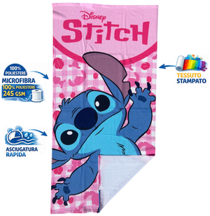Telo Mare Stitch DISNEY Asciugamano per Bambini in Microfibra CM 140x70 - Lil37-6012