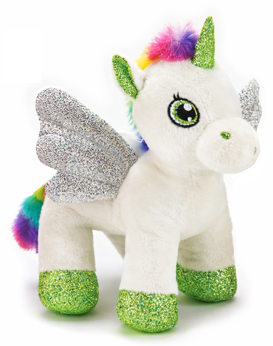 Peluche Unicorno Bianco CM 25 Pupazzo per Bambini con Dettagli Glitterati Lelly - 721012