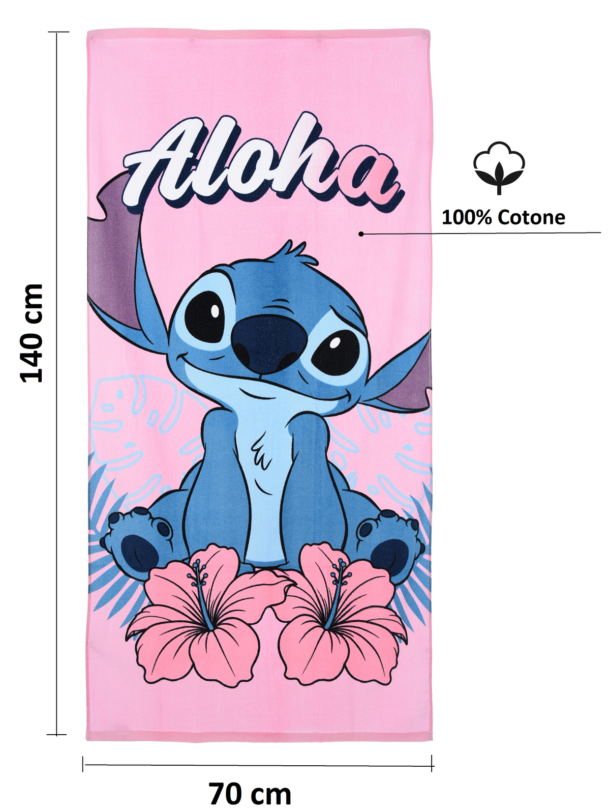 Telo Mare Stitch DISNEY 140 X 70 CM in Cotone Asciugamano Bambini per Spiaggia Piscina - Ez18082