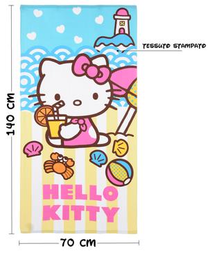 Telo Mare Hello Kitty Sanrio Microfibra Asciugamano Bambine Ideale Spiaggia Piscina - Ez18041