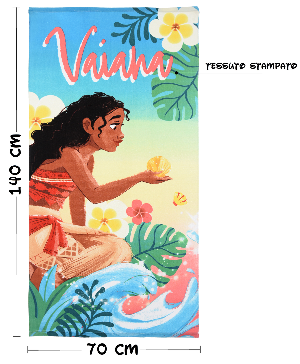 Telo Mare Vaiana Oceania Microfibra Asciugamano Bambine Ideale Spiaggia Piscina - Ez18050