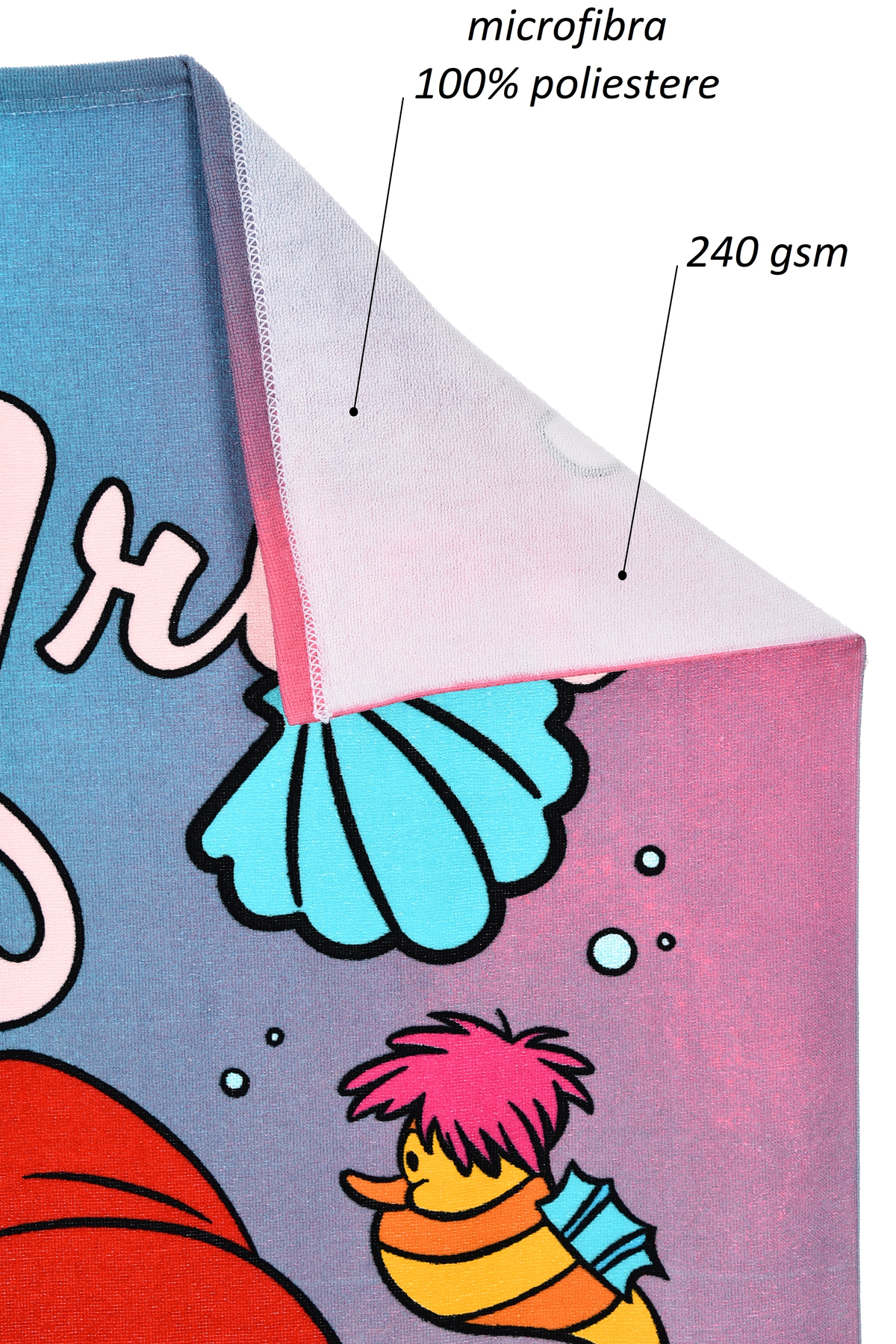 Telo Mare la Sirenetta Ariel DISNEY Microfibra Asciugamano Bambine Ideale Spiaggia Piscina - Ez18016