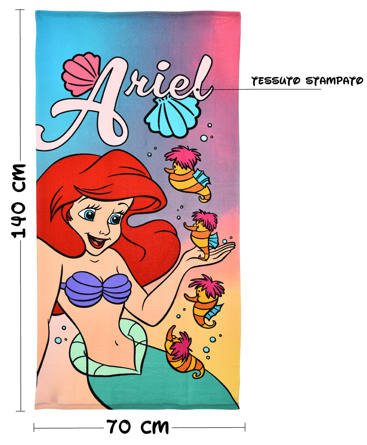 Telo Mare la Sirenetta Ariel DISNEY Microfibra Asciugamano Bambine Ideale Spiaggia Piscina - Ez18016