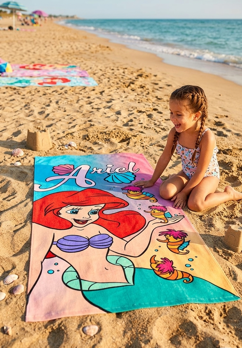 Telo Mare la Sirenetta Ariel DISNEY Microfibra Asciugamano Bambine Ideale Spiaggia Piscina - Ez18016
