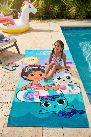 Telo Mare Gabby's Dollhouse Microfibra Asciugamano Bambine Ideale Spiaggia Piscina - Ez18037