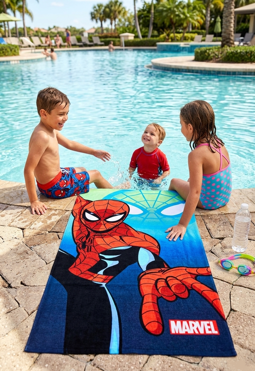 Telo Mare MARVEL Spiderman Microfibra Asciugamano Bambini Ideale Spiaggia Piscina - Ez18172