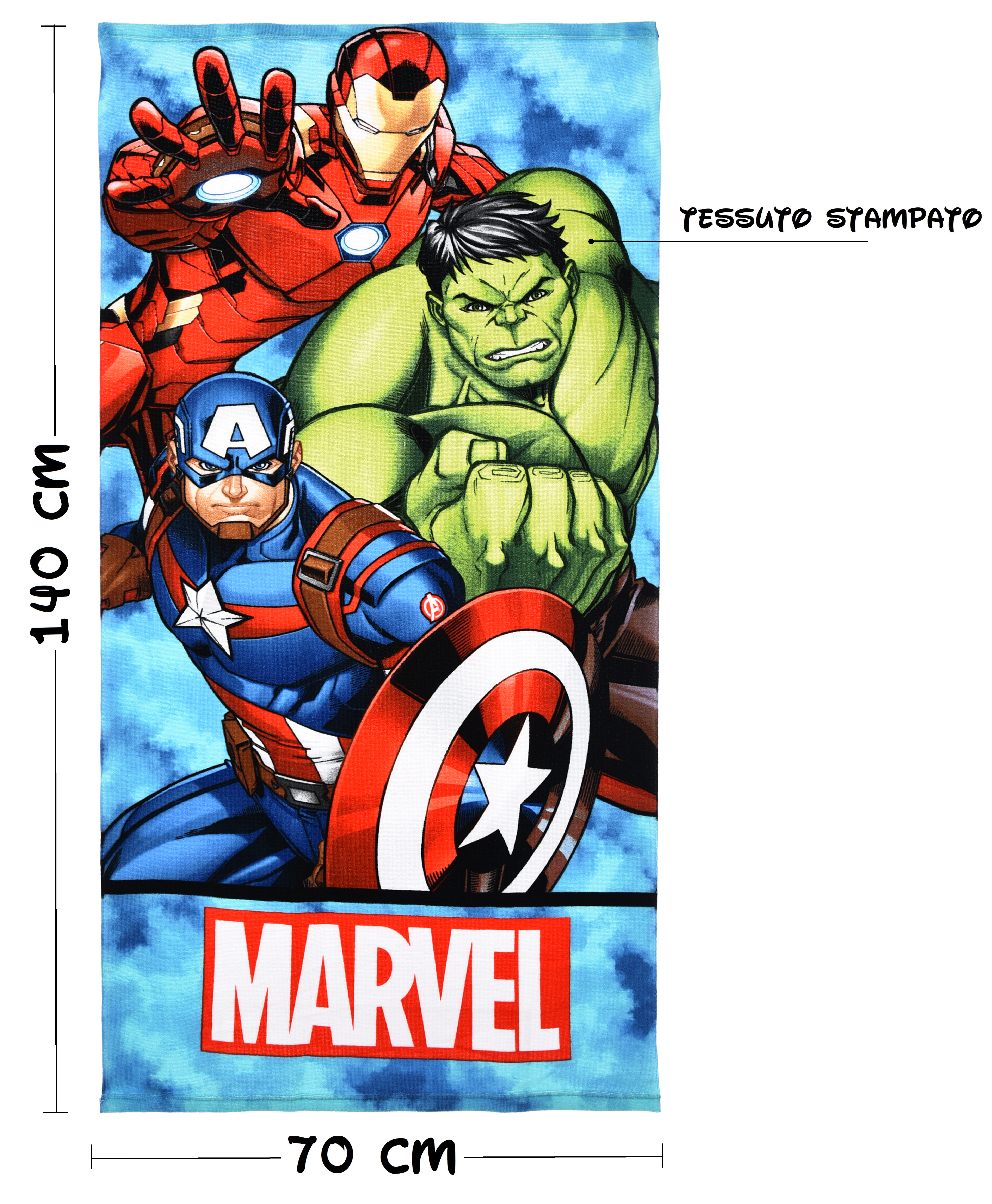 Telo Mare Avengers MARVEL Microfibra Asciugamano Bambini Ideale Spiaggia Piscina - Ez18189