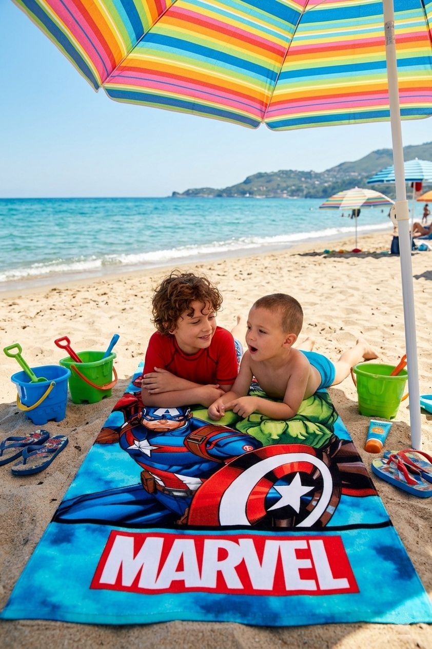 Telo Mare Avengers MARVEL Microfibra Asciugamano Bambini Ideale Spiaggia Piscina - Ez18189