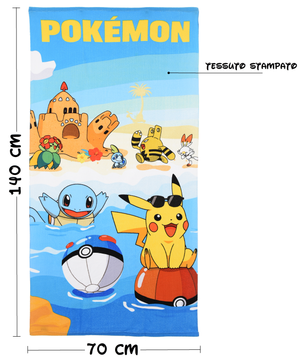 Telo Mare Pokémon Microfibra Asciugamano Bambini Ideale Spiaggia Piscina - Ez18139