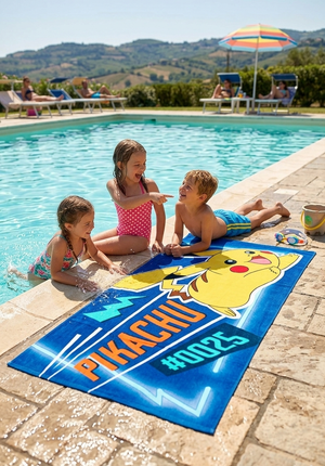 Telo Mare Pikachu in Cotone Asciugamano Pokémon Bambini Ideale Spiaggia Piscina - Ez18141