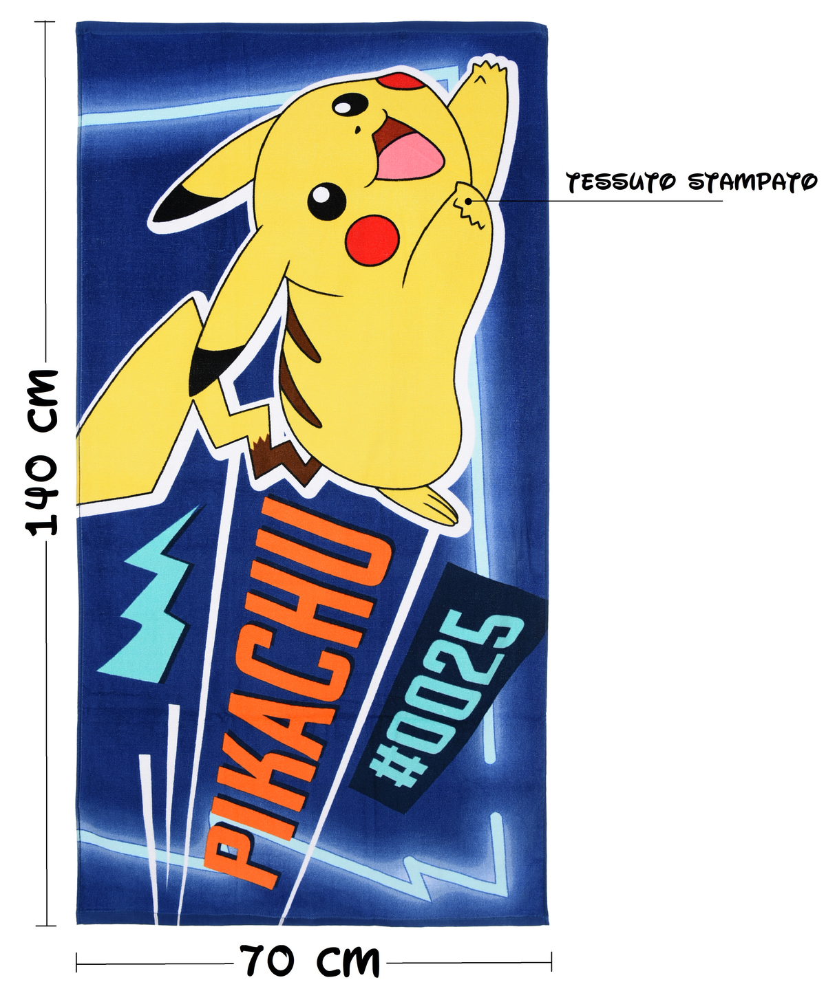 Telo Mare Pikachu in Cotone Asciugamano Pokémon Bambini Ideale Spiaggia Piscina - Ez18141