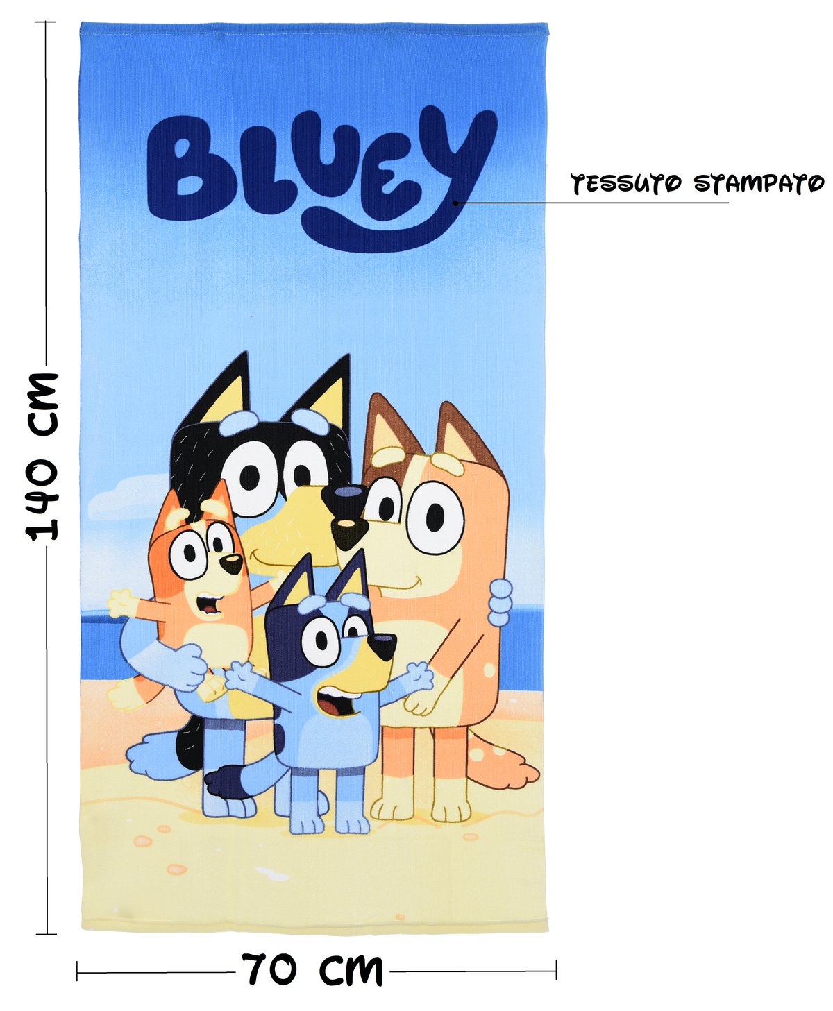 Telo Mare Bluey Bingo Microfibra Asciugamano Bambini Ideale Spiaggia Piscina - Ez18114