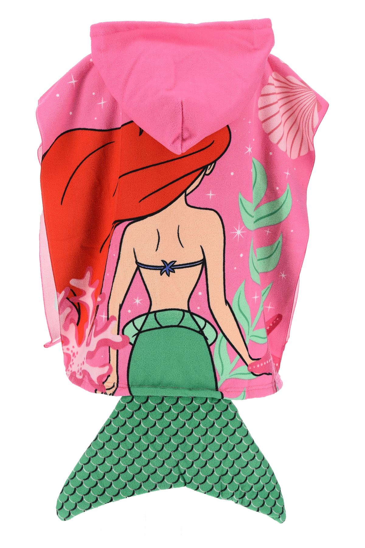 Poncho Mare Ariel DISNEY 110 X 55 CM con Coda Accappatoio per Bambine Microfibra - Ez18014