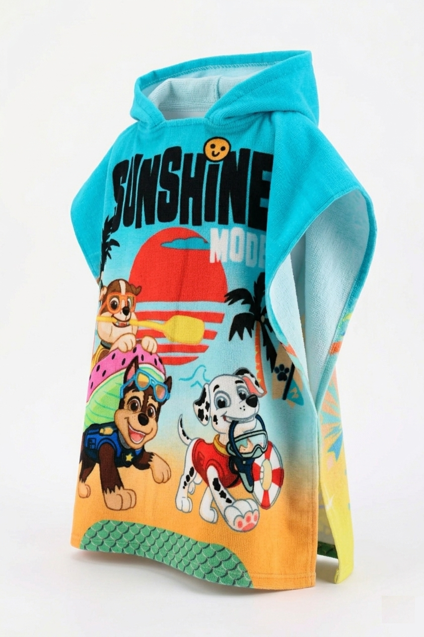 Poncho Mare Paw Patrol Microfibra Accappatoio con Cappuccio 110x55 CM Spiaggia Piscina - Ez18123