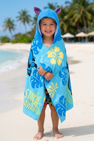 Mantella Mare Stitch DISNEY Telo con Cappuccio 3d 70x140 CM in Microfibra Bagno Piscina Spiaggia - Ez18220