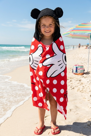 Mantella Mare Minnie DISNEY Telo con Cappuccio 3d 70x140 CM in Microfibra Bagno Piscina Spiaggia - Ez18214