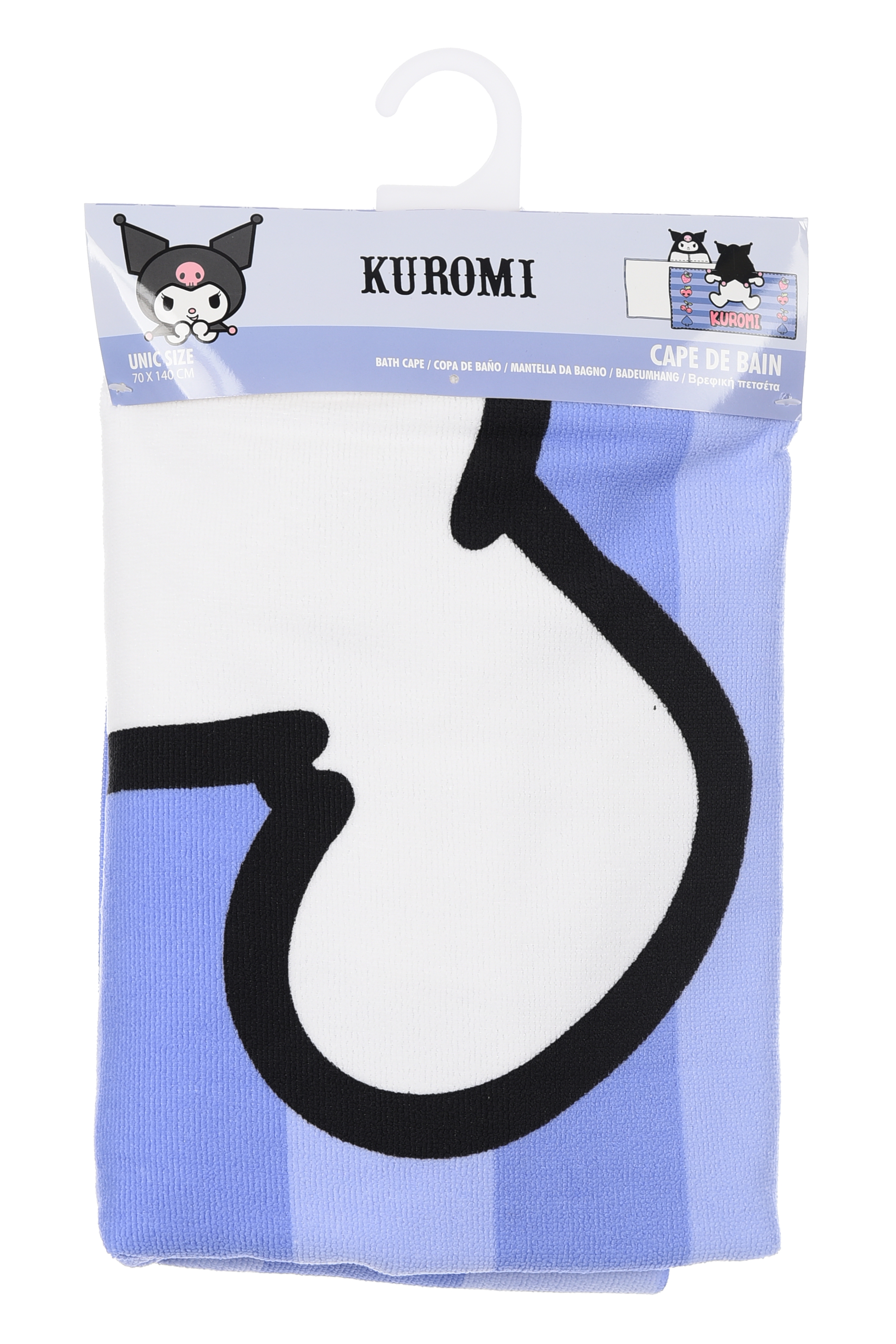 Mantella Mare Kuromi Sanrio Telo con Cappuccio 3d 70x140 CM in Microfibra Bagno Piscina Spiaggia - Ez18213