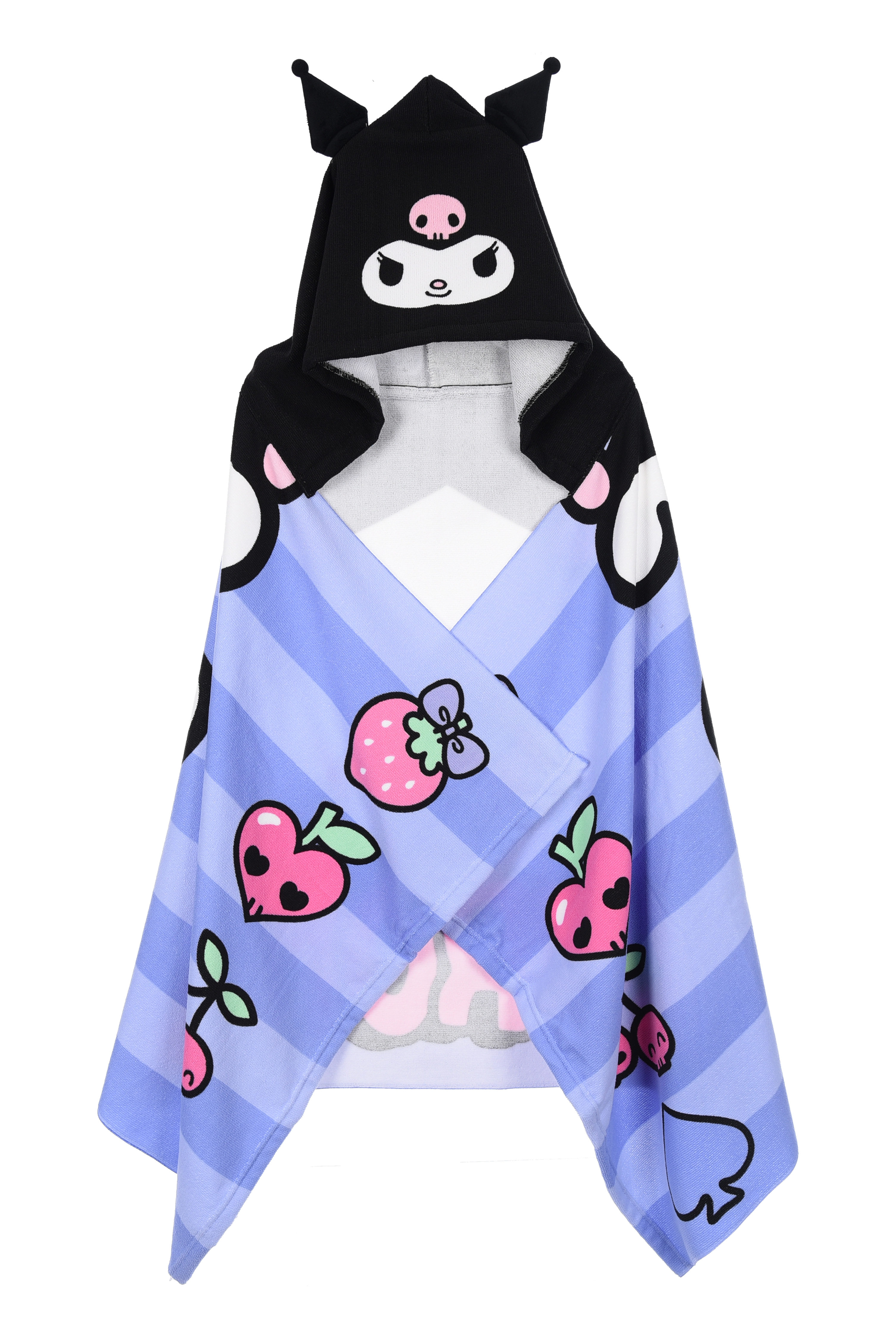 Mantella Mare Kuromi Sanrio Telo con Cappuccio 3d 70x140 CM in Microfibra Bagno Piscina Spiaggia - Ez18213