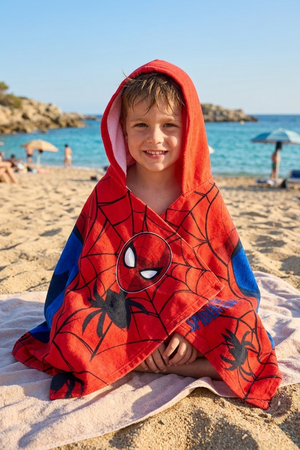 Mantella Mare Spiderman MARVEL Telo con Cappuccio 70x140 CM in Microfibra Bagno Piscina Spiaggia - Ez18217