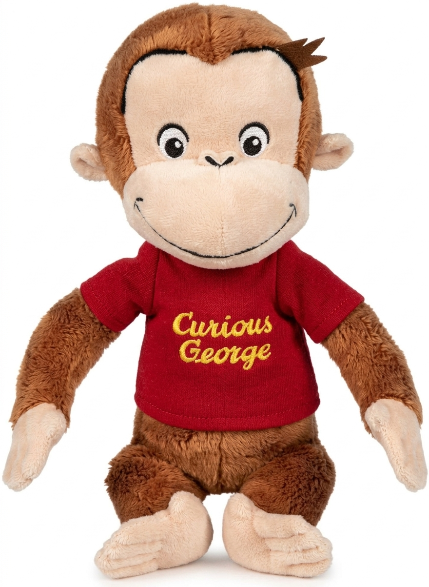 Peluche Curioso Come George con Maglia Rossa Morbido Pupazzo Universal 30 CM - Cuu12000