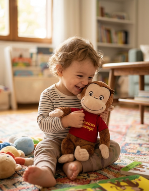 Peluche Curioso Come George con Maglia Rossa Morbido Pupazzo Universal 30 CM - Cuu12000
