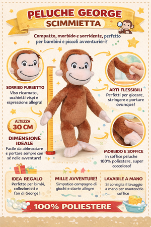 Peluche Curioso Come George Morbido Pupazzo Universal 30 CM - Cuu09000