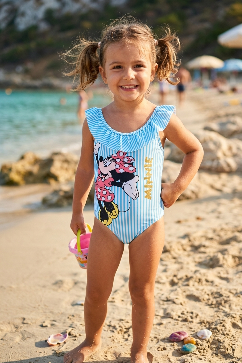 Costume da Bagno Minnie Paperina DISNEY Intero 1 Pezzo Mare Piscina Neonata - Ez05006azzurro