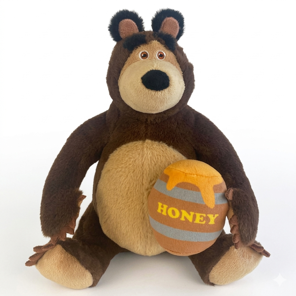 Peluche Masha e Orso Morbido Pupazzo Orso con Barilotto di Miele 36 CM - Pts252594a/35
