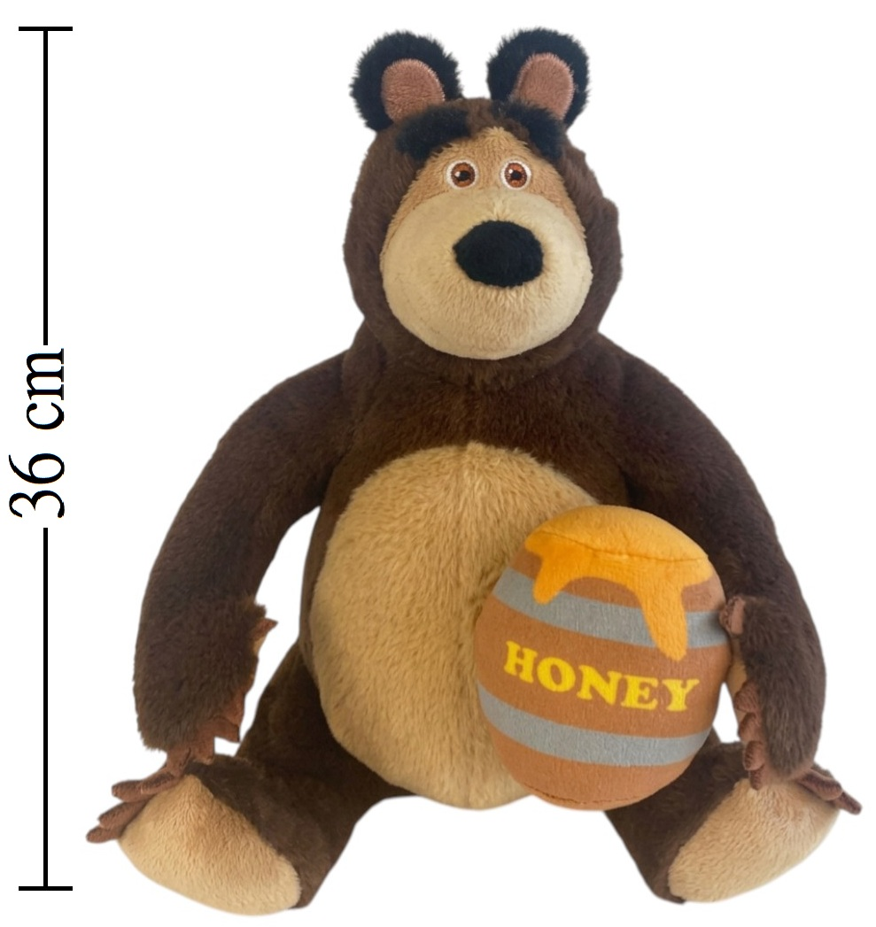 Peluche Masha e Orso Morbido Pupazzo Orso con Barilotto di Miele 36 CM - Pts252594a/35