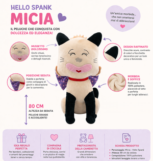 Peluche Hello Spank Micia Grande Seduta Morbido Pupazzo 80 CM - 254087/70