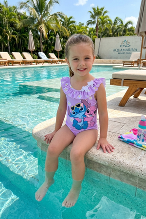 Costume da Bagno Stitch Angel DISNEY Intero 1 Pezzo Mare Piscina Neonata - Ez05000lilla