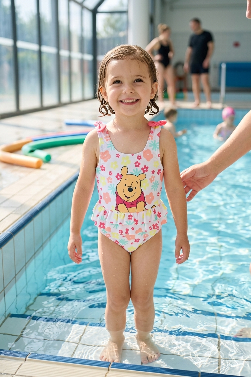 Costume da Bagno Winnie the Pooh DISNEY Intero 1 Pezzo Mare Piscina Neonata - Ez05022bianco