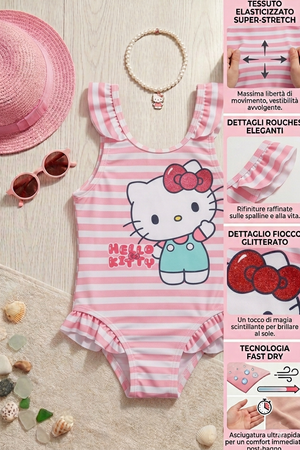Costume da Bagno Hello Kitty Sanrio Intero 1 Pezzo Mare Piscina Neonata - Ez05025rosa