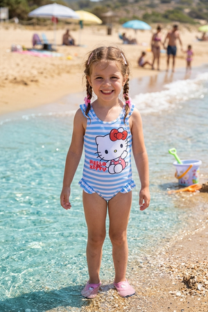 Costume da Bagno Hello Kitty Sanrio Intero 1 Pezzo Mare Piscina Neonata - Ez05025blu