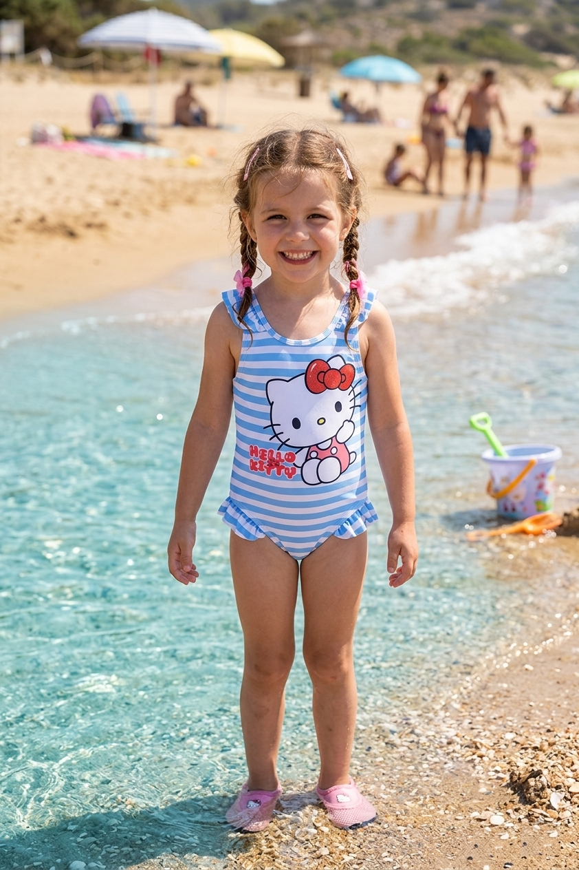 Costume da Bagno Hello Kitty Sanrio Intero 1 Pezzo Mare Piscina Neonata - Ez05025blu