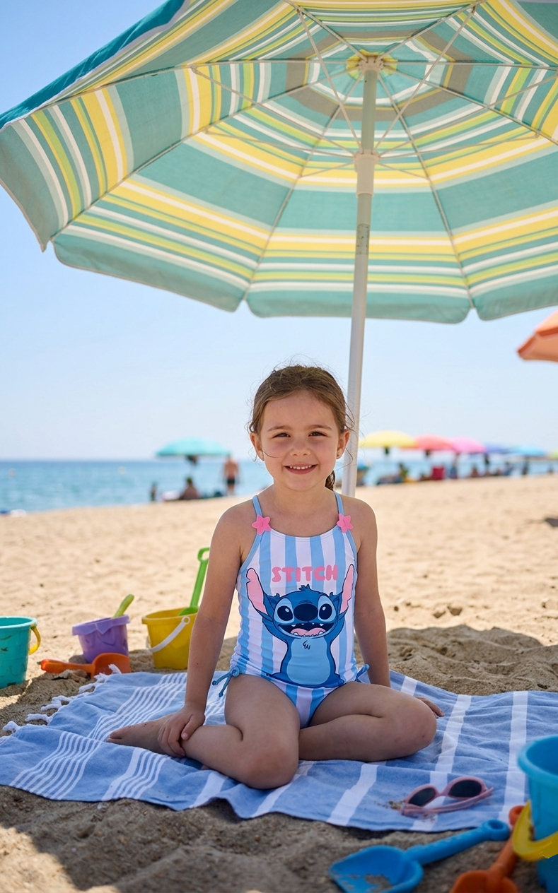 Costume da Bagno Stitch DISNEY Intero 1 Pezzo Mare Piscina Bambina - Ez18065celeste