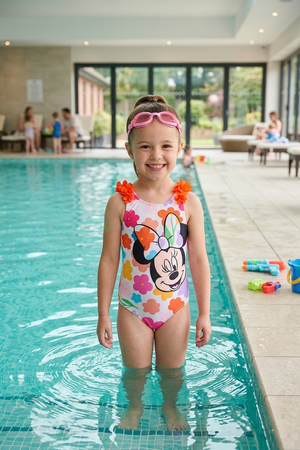 Costume da Bagno Minnie DISNEY Intero 1 Pezzo Mare Piscina Bambina - Ez18096arancio