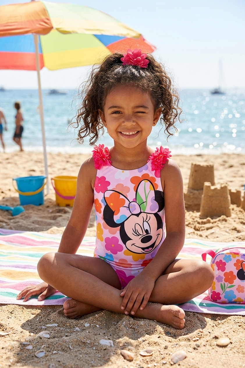 Costume da Bagno Minnie DISNEY Intero 1 Pezzo Mare Piscina Bambina - Ez18096fucsia