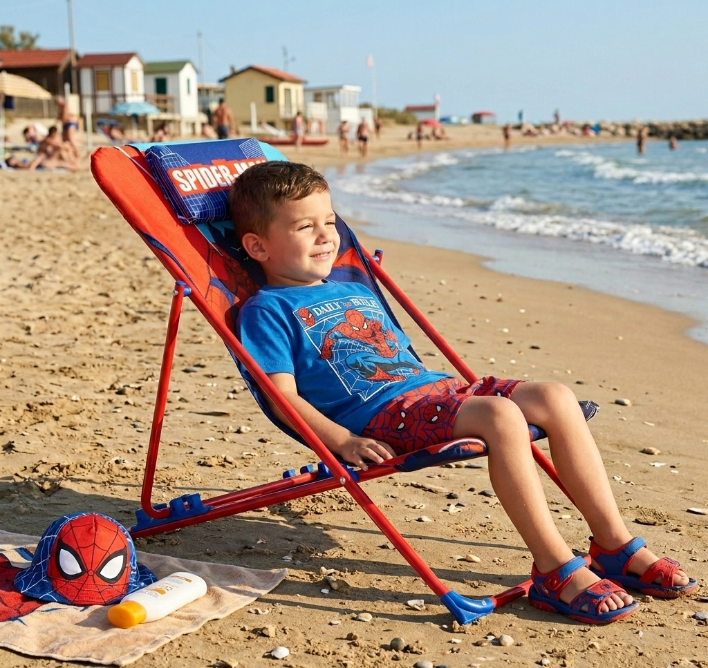 Sdraio Spiderman Pieghevole per Mare e Giardino 100% Poliestere- 86729
