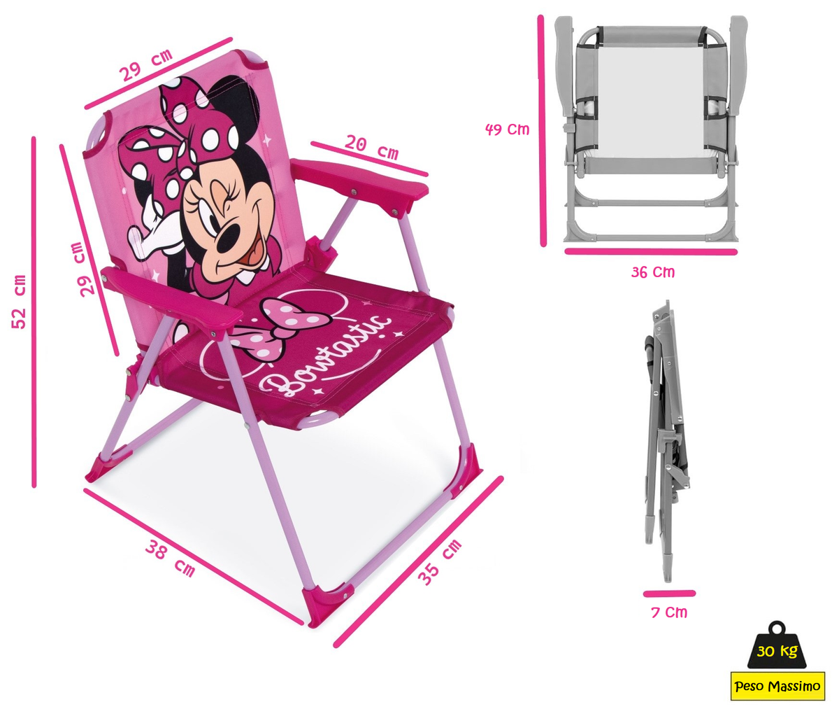 Sedia Pieghevole Minnie per Mare e Giardino 100% Poliestere- 86732